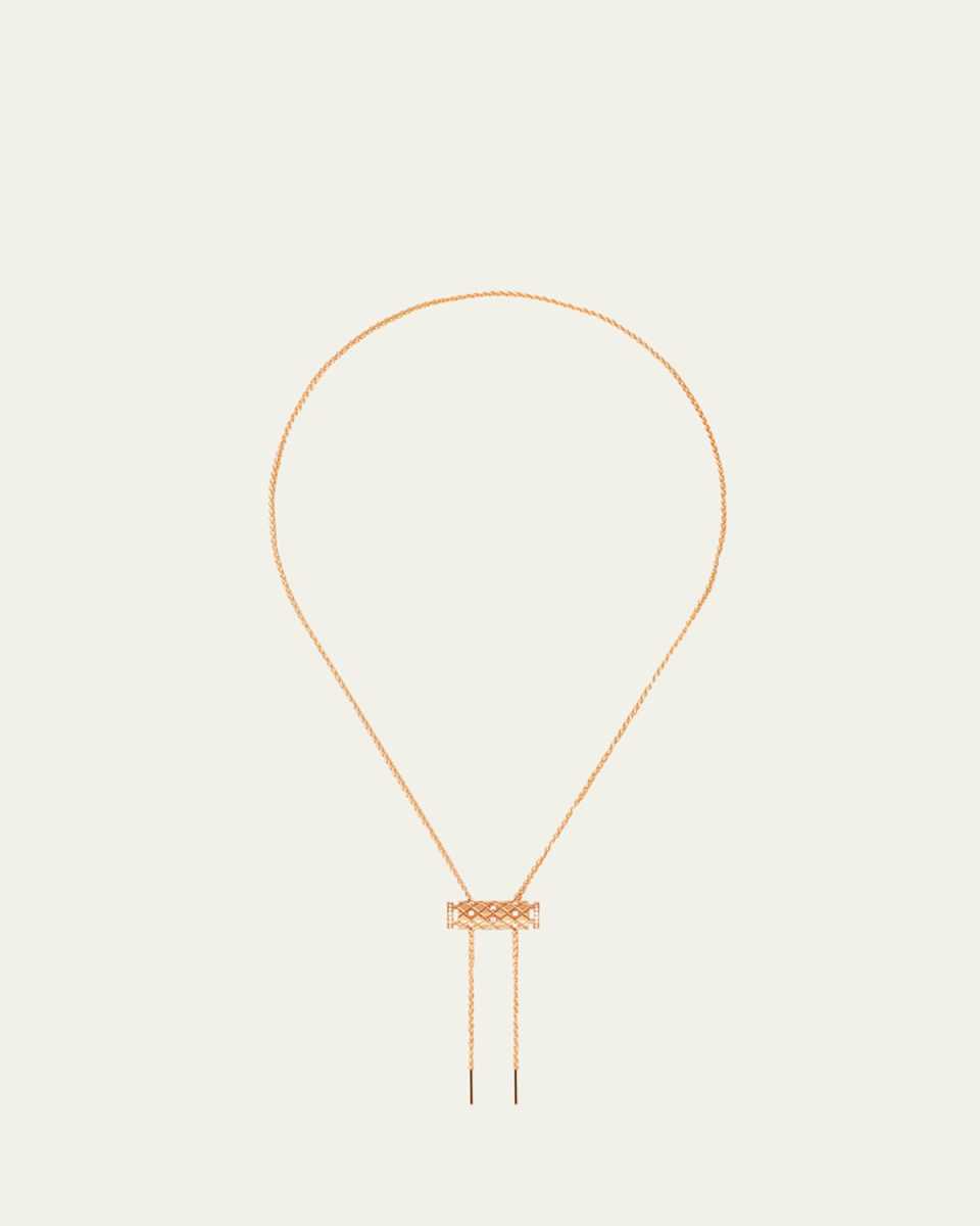 18K Semi Pave Latch Pendant on MM Chain Necklace